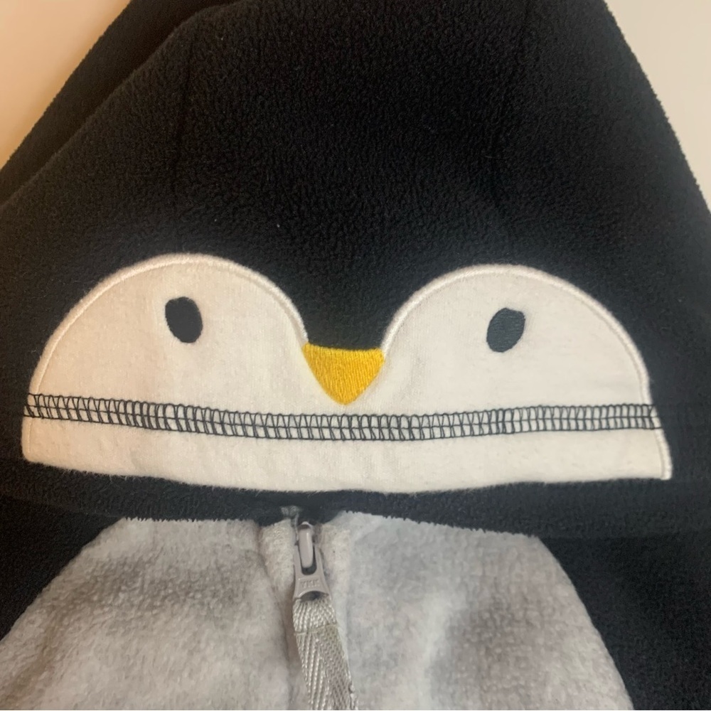 Carter's Penguin Hooded Footie - Black and Gray - Picture 3 of 6